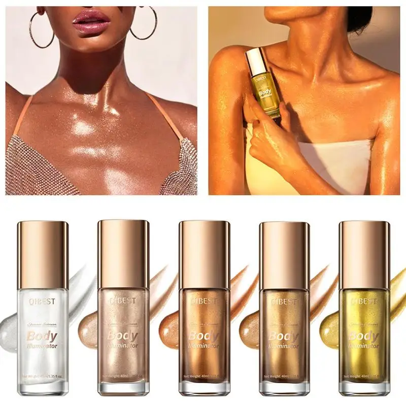 

Body Shimmer Oil Highlighter Face Brighten Glitter Bronzer Illuminator Body Shimmer Pearl Liquid Highlighter For Face Trimming