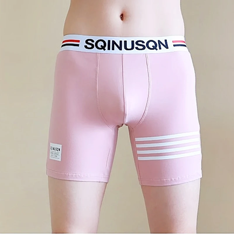 

Трусы-боксеры мужские с длинными штанинами, удобное нижнее белье из чесаного хлопка, U-выпуклые шорты для молодых мужчин, нижнее белье, трусы