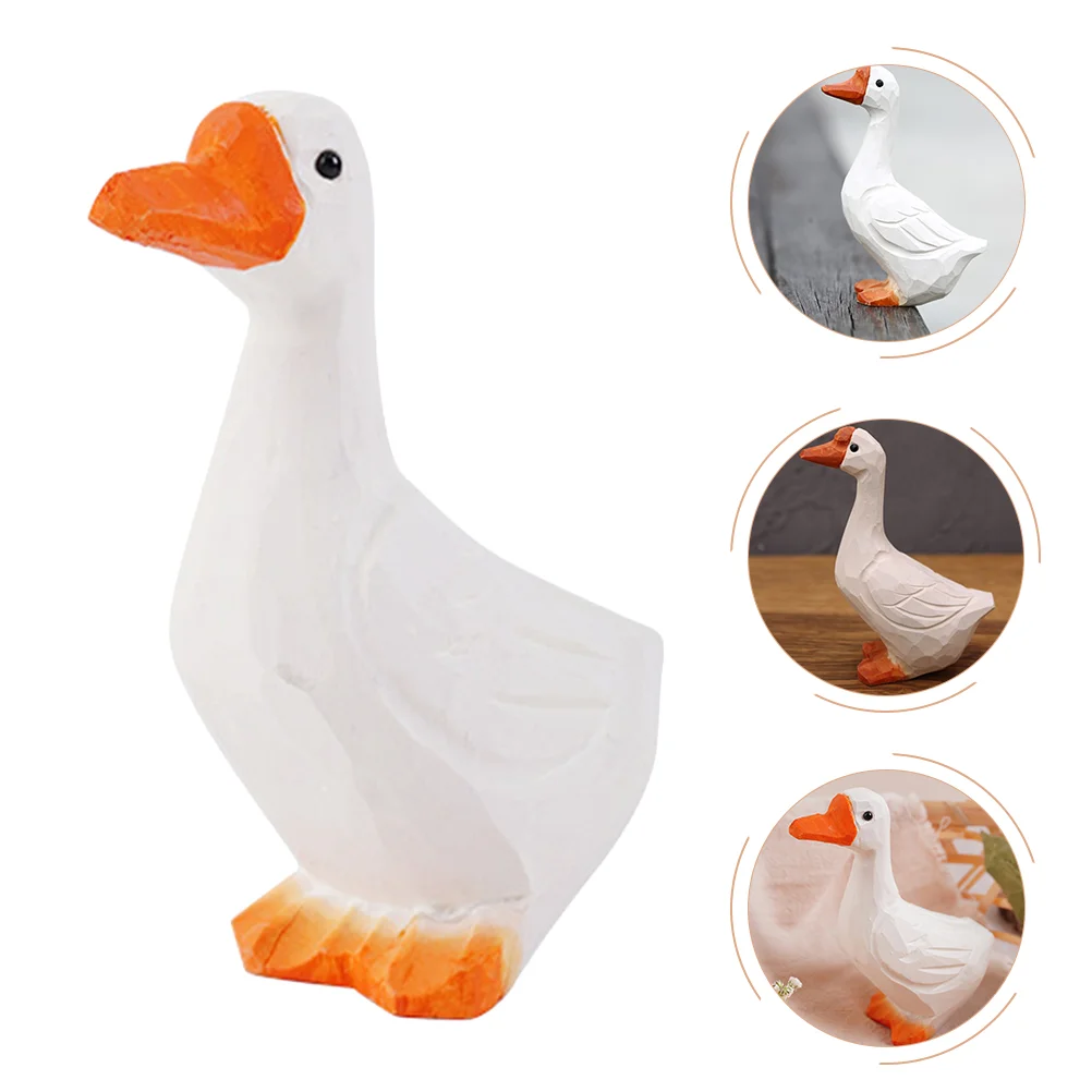 

1pc Duck Designed Table Ornament Wooden Craft Adorable Duck Desktop Decor