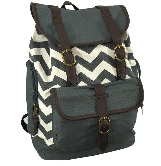 Canvas Bookbag Cotton Casual Backpack College Student Pattern Printed Daypack  15 inch Laptop MacBook Chrome Book Ipad For Schoo