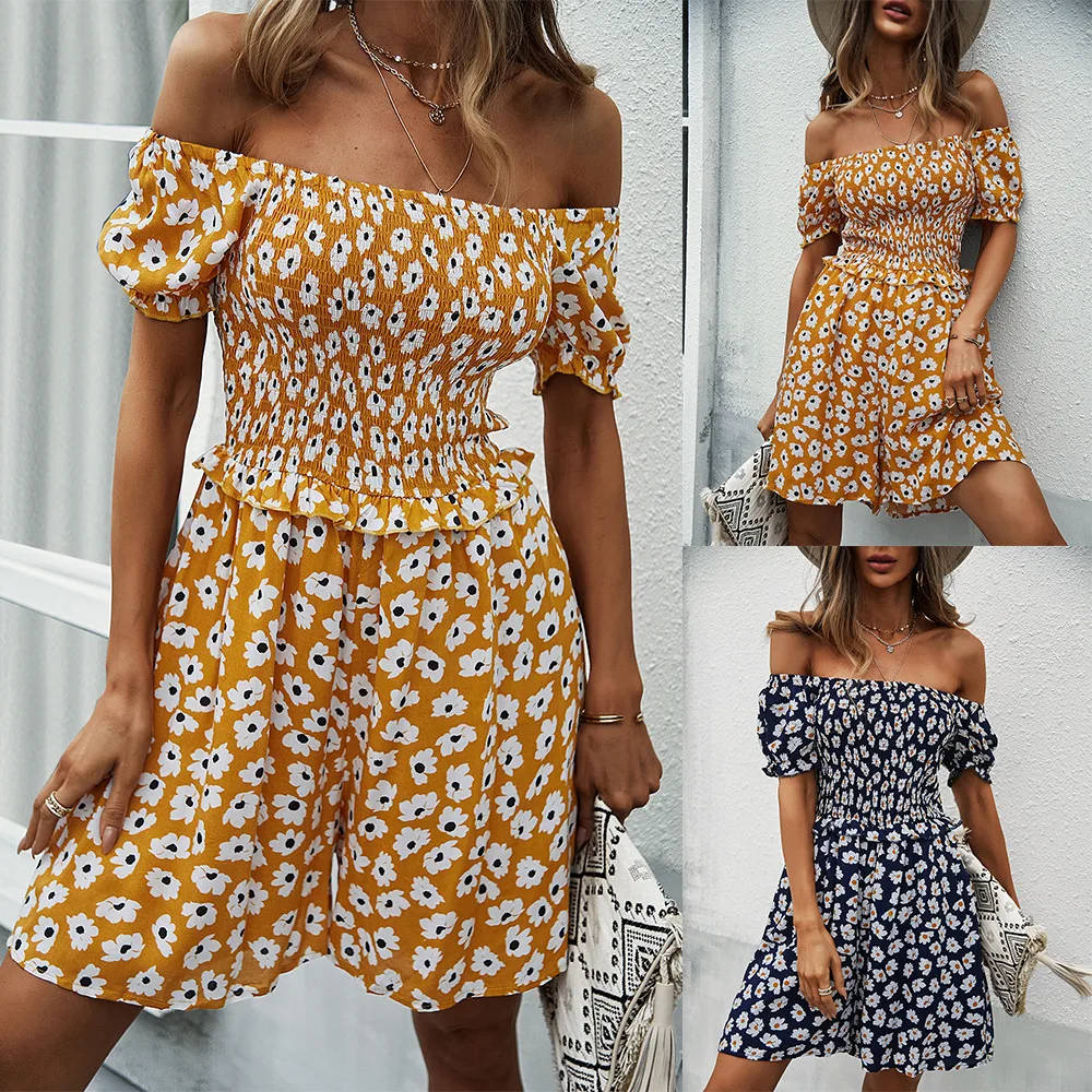 

Women's Dresses Slash Neck Collar Foral Summer Culottes
