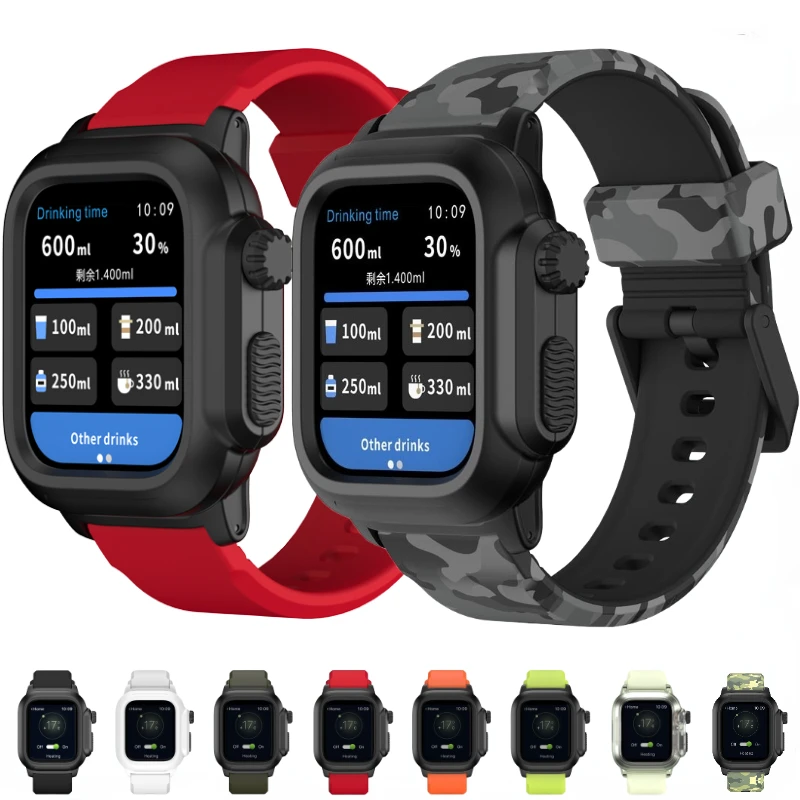 Водонепроницаемый чехол для Apple Watch Φ 45 мм 44 мм 41 мм 40 мм 42 мм, силиконовый браслет для занятий спортом на открытом воздухе iWatch 8 7 6 5 4 3 SE