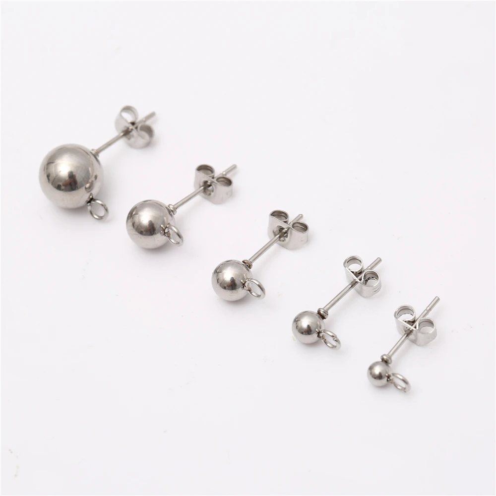 

Штифты из нержавеющей стали для сережек-гвоздиков, базовые застежки для сережек-гвоздиков, соединители для бижутерии «сделай сам», 50 шт./лот