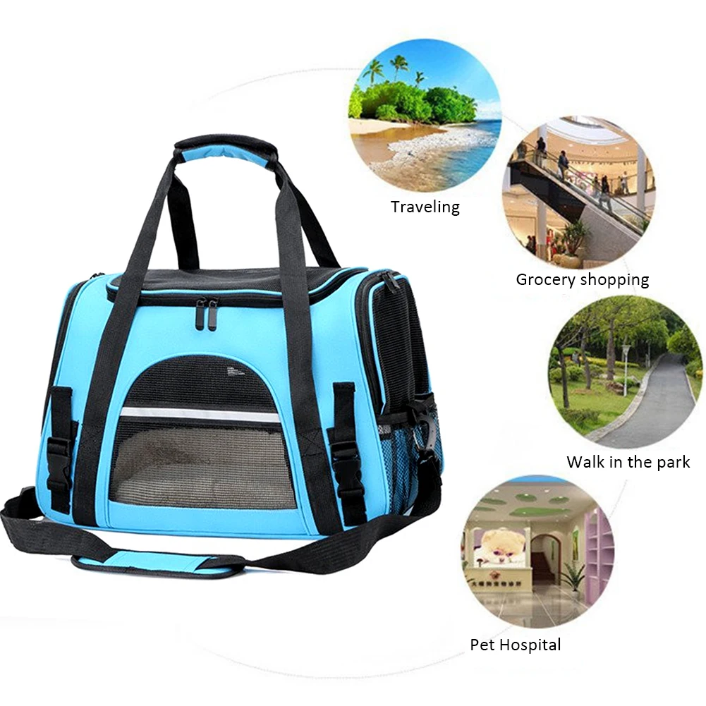 

Переноска для домашних животных, мягкая воздухопроницаемая складная сумка для переноски кошек и собак, с безопасной застежкой-молнией