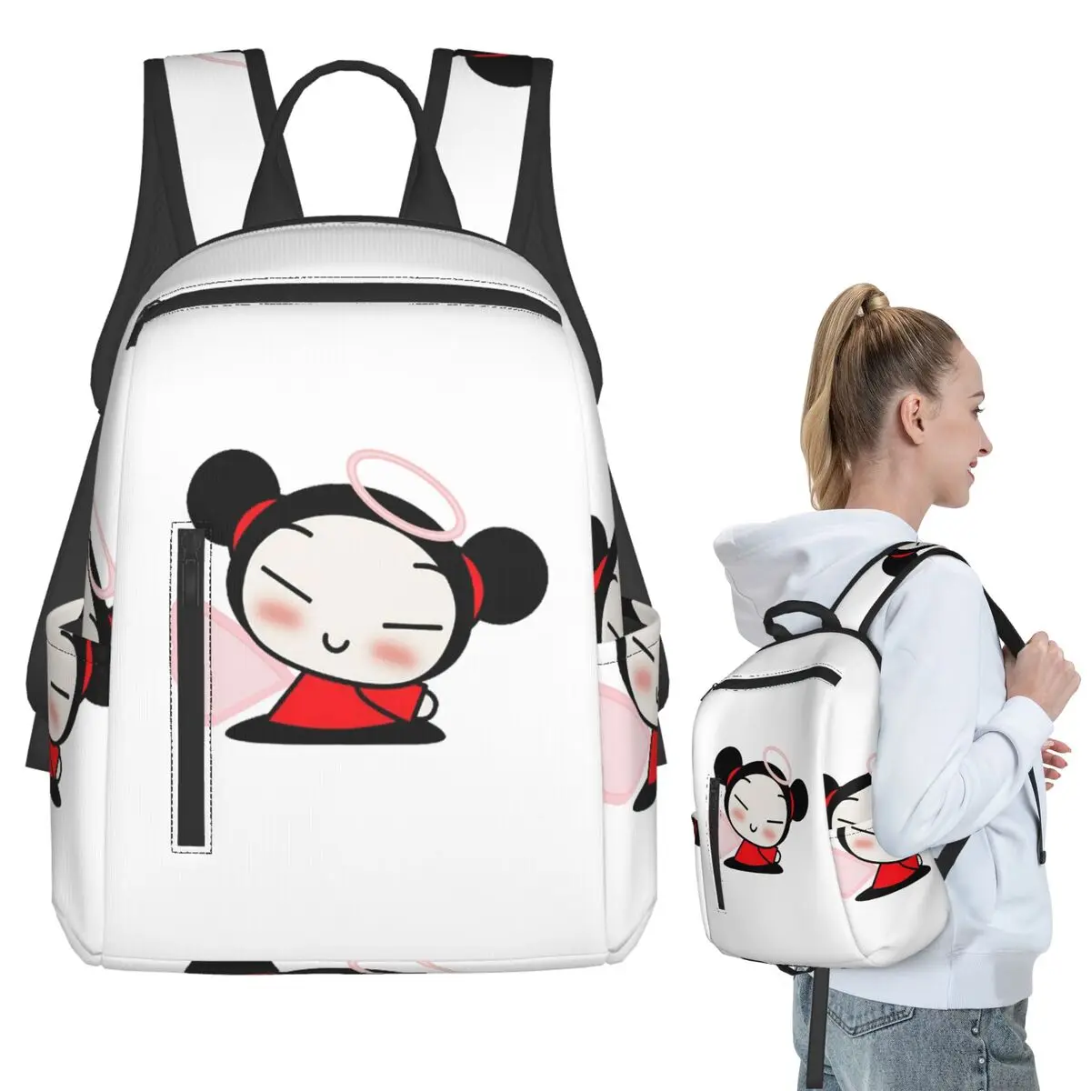 Фото Рюкзак с героями мультфильмов Pucca, студенческая сумка для книг, детская школьная сумка, сумки на плечо для компьютера, мужские и женские сумки №1