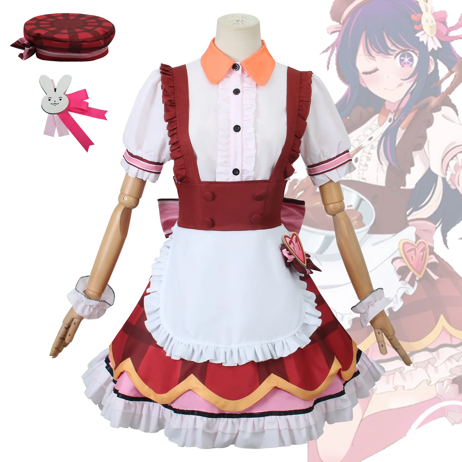 

Anime Oshi No Ko Hoshino Ai Cosplay Costume Chocolate Maid Outfit Carnival Halloween ComiCon Uniform For Women