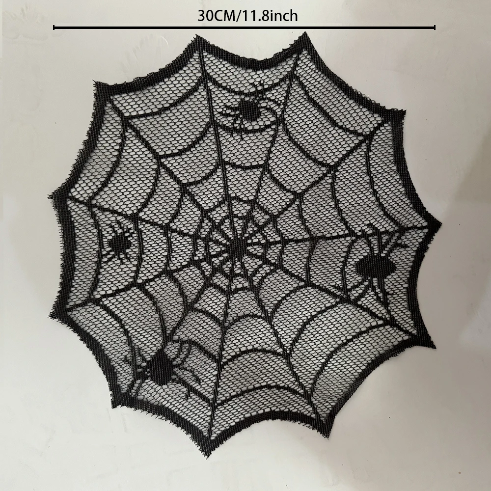 Диаметр 30 см Искусственная черная подстилка одноразовая для стола в виде паука