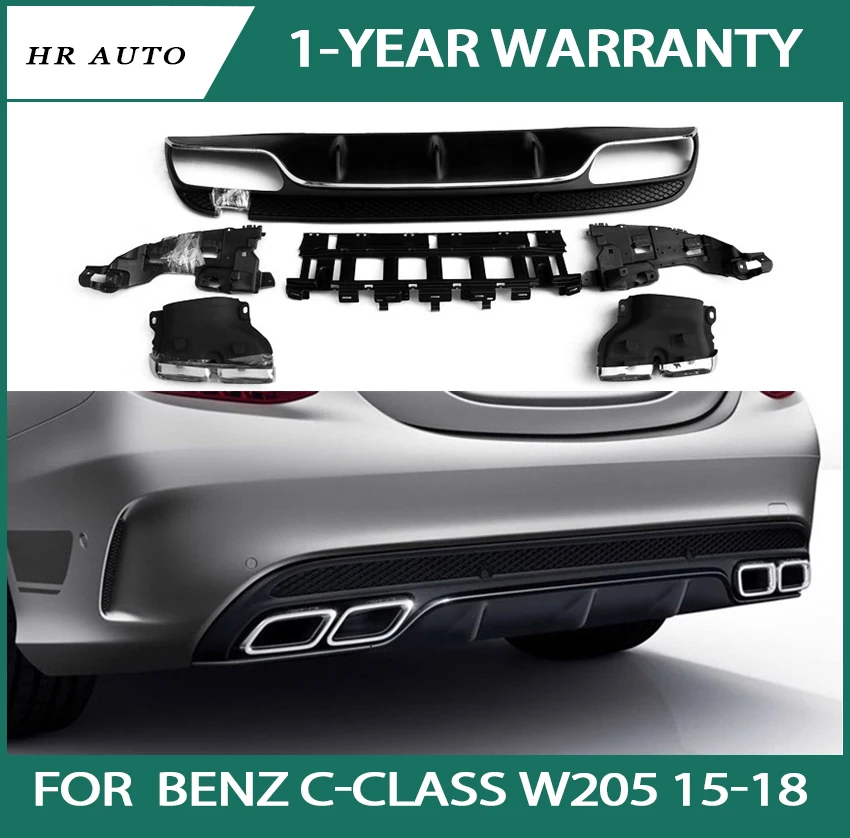 Заглушка диффузора заднего бампера Легкая установка для Mercedes Benz C-Class W205 4-Door Sport C200