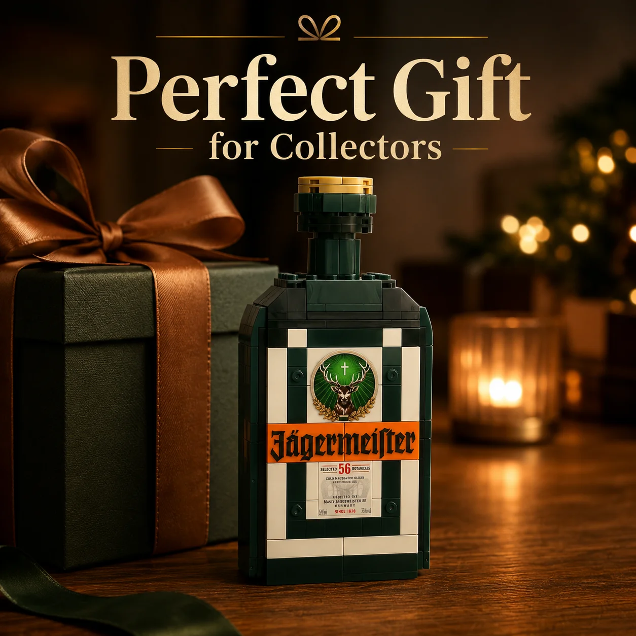 Фото Модель-конструктор бутылки ликера Jagermeister, декор для домашнего бара, коллекционные кирпичики №5