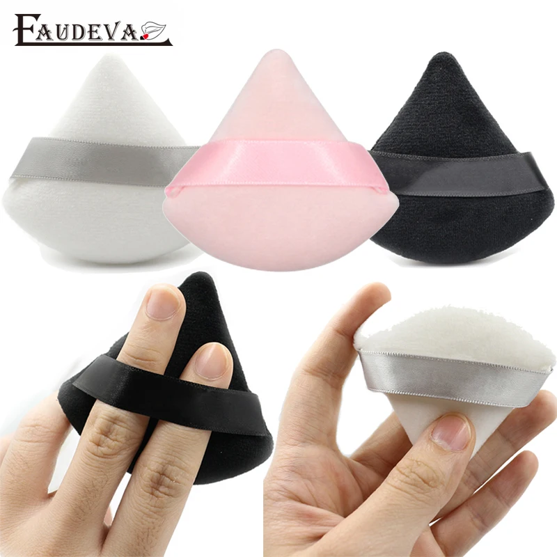 

Мини-Треугольная бархатная пуховая пуховка, флакон, губка для макияжа лица, косметика, мягкая хлопковая пуховка для лица, моющаяся, легкая