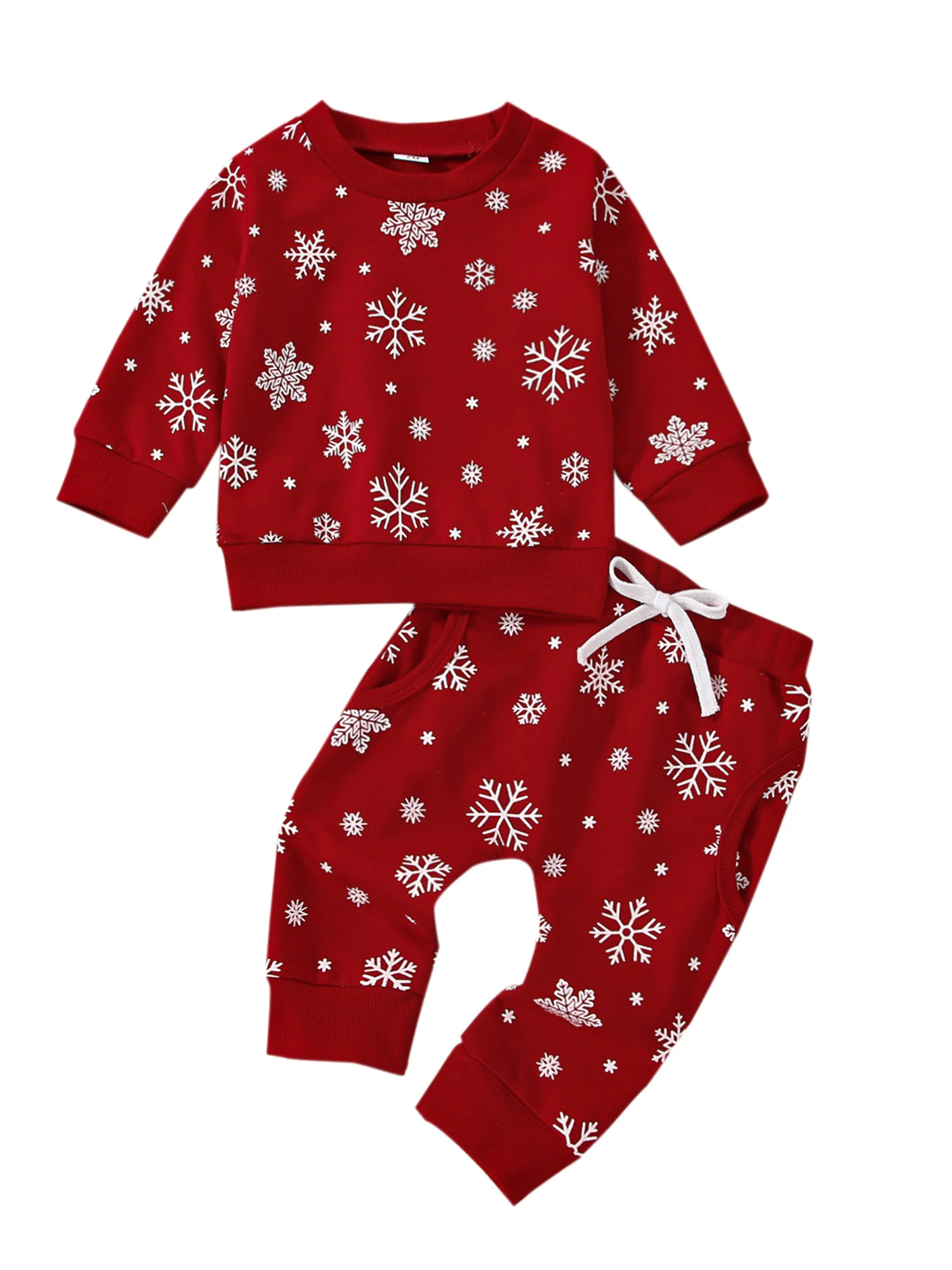 

2 шт./комплект, пуловер с длинным рукавом и принтом снежинок