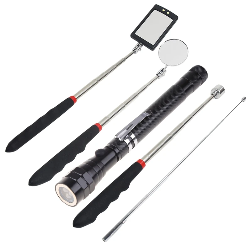 

Magnetic Telescoping Pickup Tool Pick-Up Rod Grabber Tool Swivel Round/Square Inspection Mirror Telescoping Handle