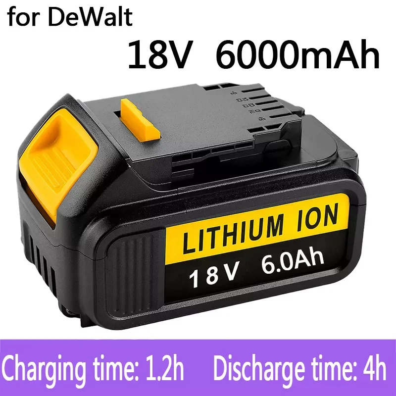 

NEW2023 100% Original For DeWalt 18V 6000mAh Rechargeable Power Tools Battery with LED Li-ion Replacement DCB205 DCB204-2 20V DC