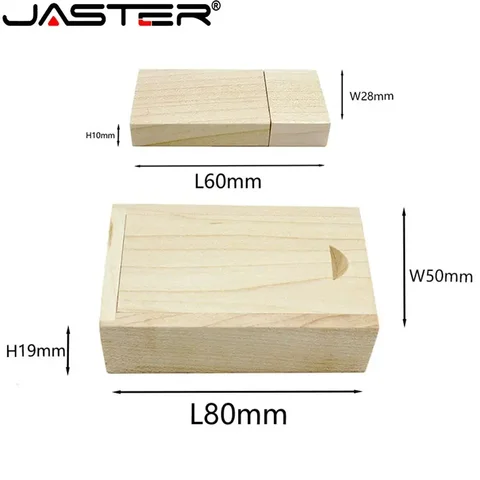 JASTER Деревянные флэш-накопители USB 2.0 128 ГБ Бесплатный индивидуальный логотип Pen Drive 64 ГБ с коробкой Memory Stick 32 ГБ 16 ГБ подарок USB-накопитель
