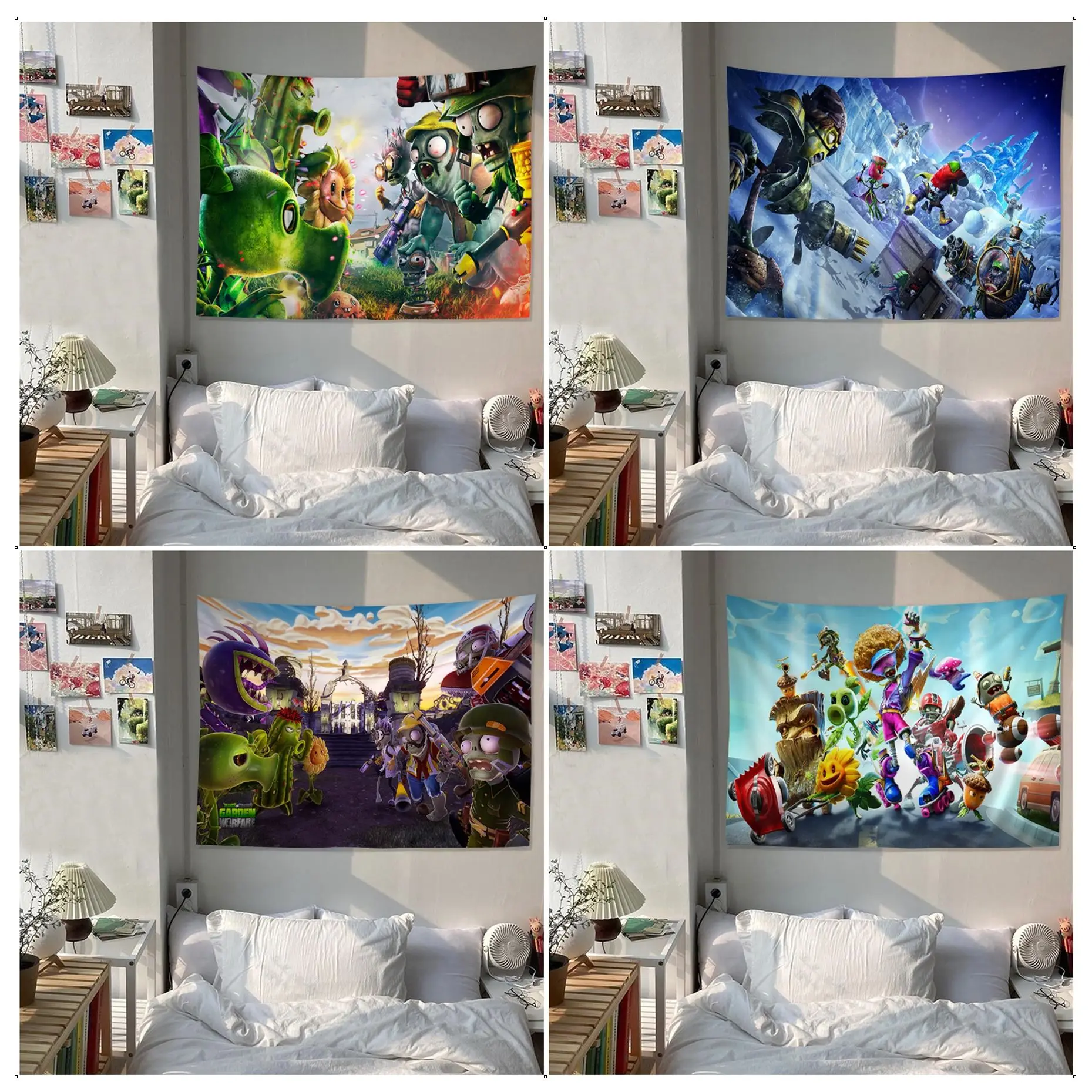 

Plant-Vs -Zombie Colorful Tapestry Wall Hanging Hippie Flower Wall Carpets Dorm Decor Wall Hanging Sheets