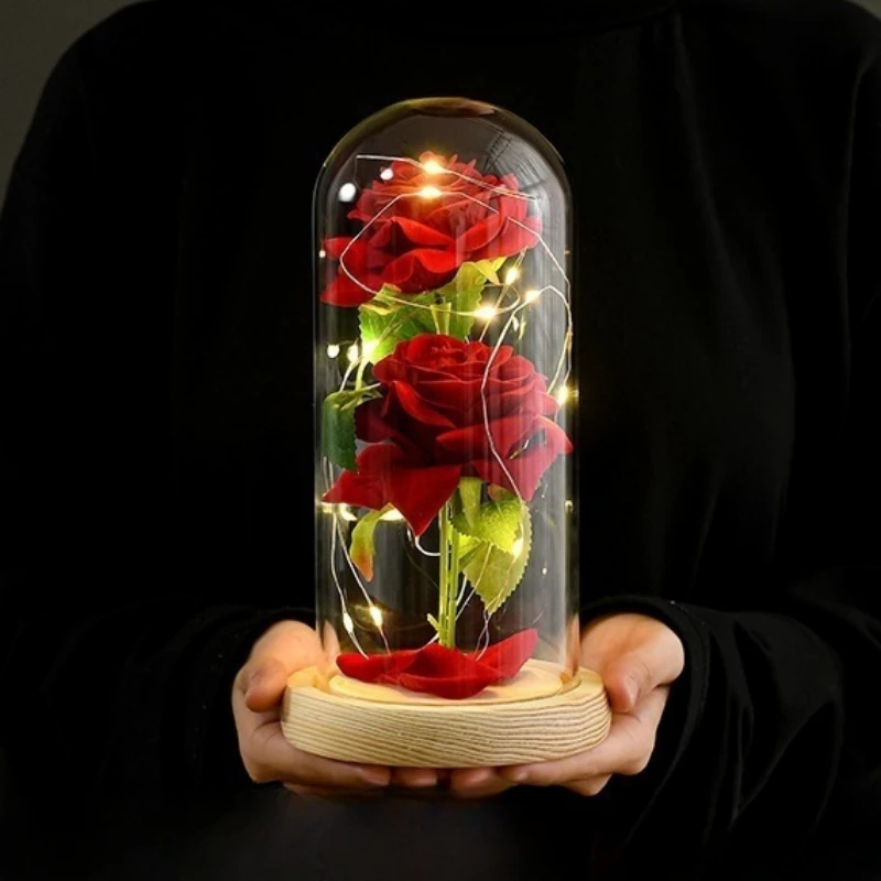 

Simulation of Rose Glass Ornaments Eternal Flowers Dried Bouquets Valentines Day Birthday Creative Wedding Gifts Decor