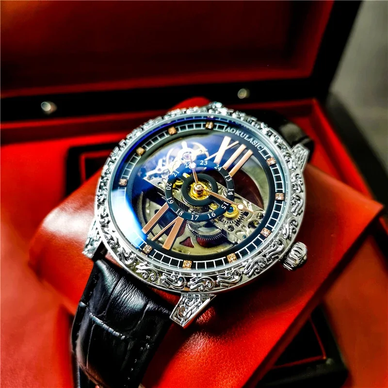 

Мужские водонепроницаемые автоматические часы с турбийоном AOKULASIC