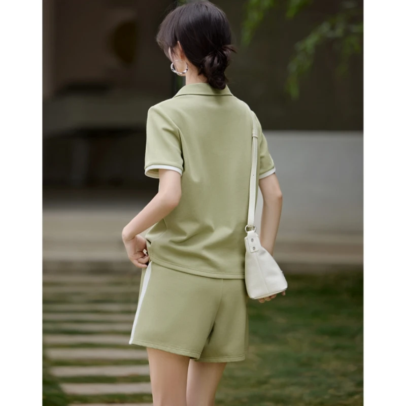 Комплект из 2 предметов повседневные зеленые шорты и свободная футболка с