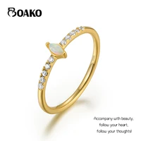 boako 925 sterling silver single marquise opal crystal cz gold rings for women engagement ring wedding jewelry gifts anillos