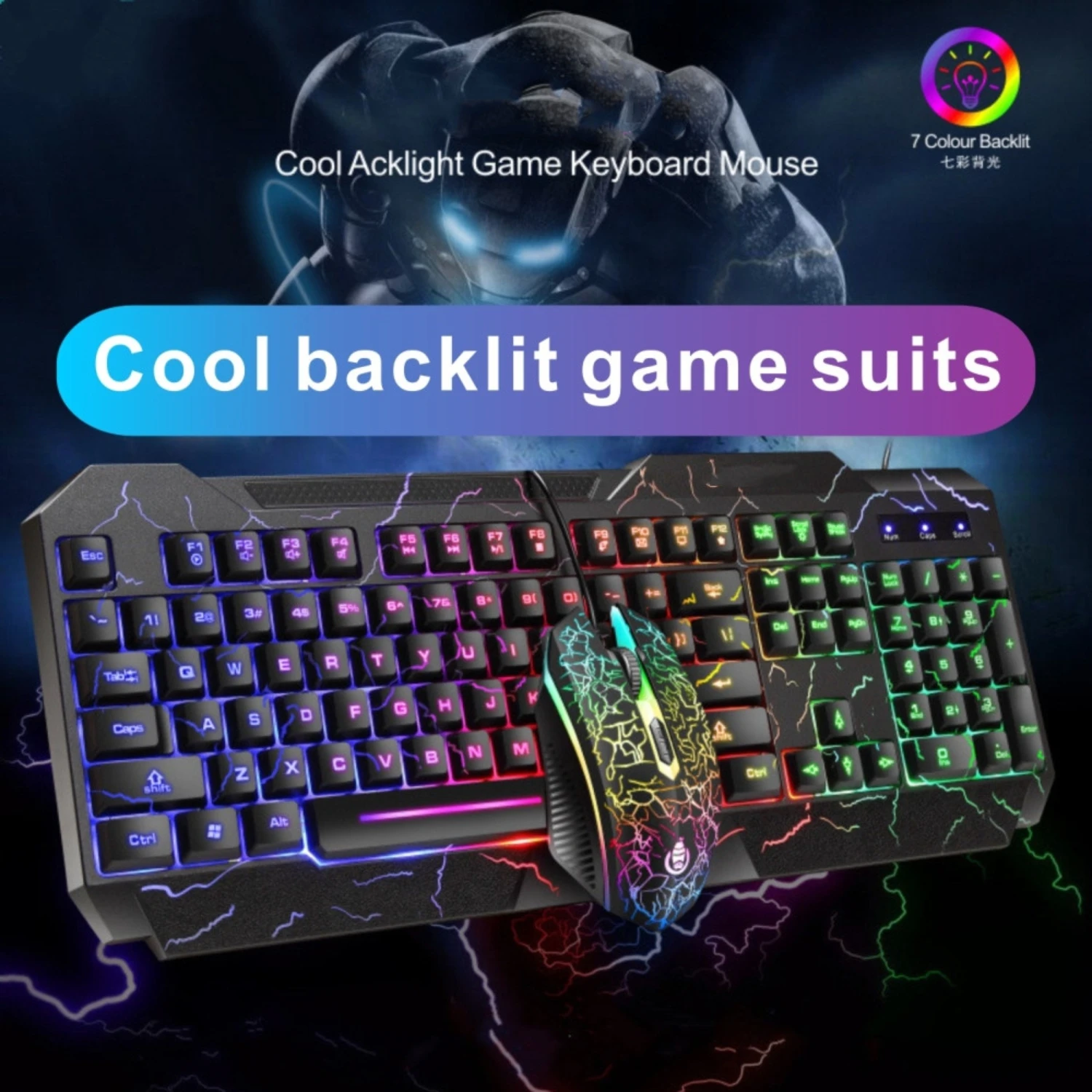 rgb backlit gamer keyboard and mouse combos led usb wired multimedia ergonomics gaming keyboards for pc computer desktop teclado free global shipping