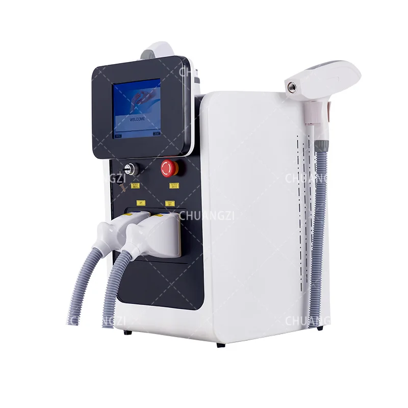 3 IN 1 OPT IPL Epilation Tattoo Removed Equipment E-light Nd Yag Eyebrow pigment hair Remove red blood Skin rejuvena Machine