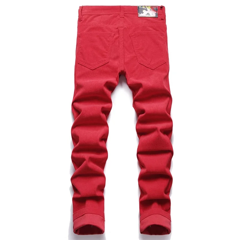 EH·MD® Autumn And Winter Red Ripped Jeans Men's Hip-Hop English Embroidery Reflective High-Quality High Street Fashion Zipper 23