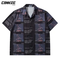 chozie vintage streetwear mens shirts hip hop short sleeve summer thin material hawaiian shirt man blouse male street top