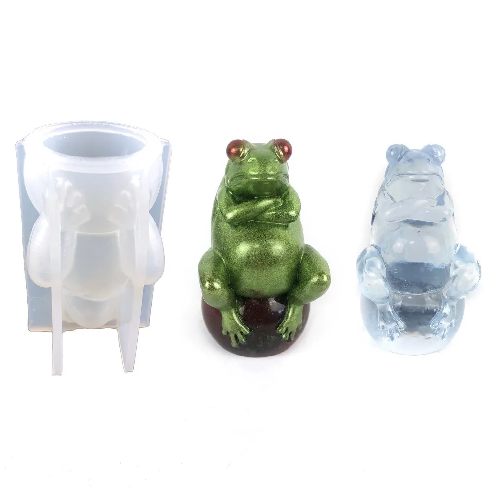 

Three-dimensional Frog Silicone Mold Diy Resin Handicrafts Candle Mold Frog Sitting Ball Drop Mold