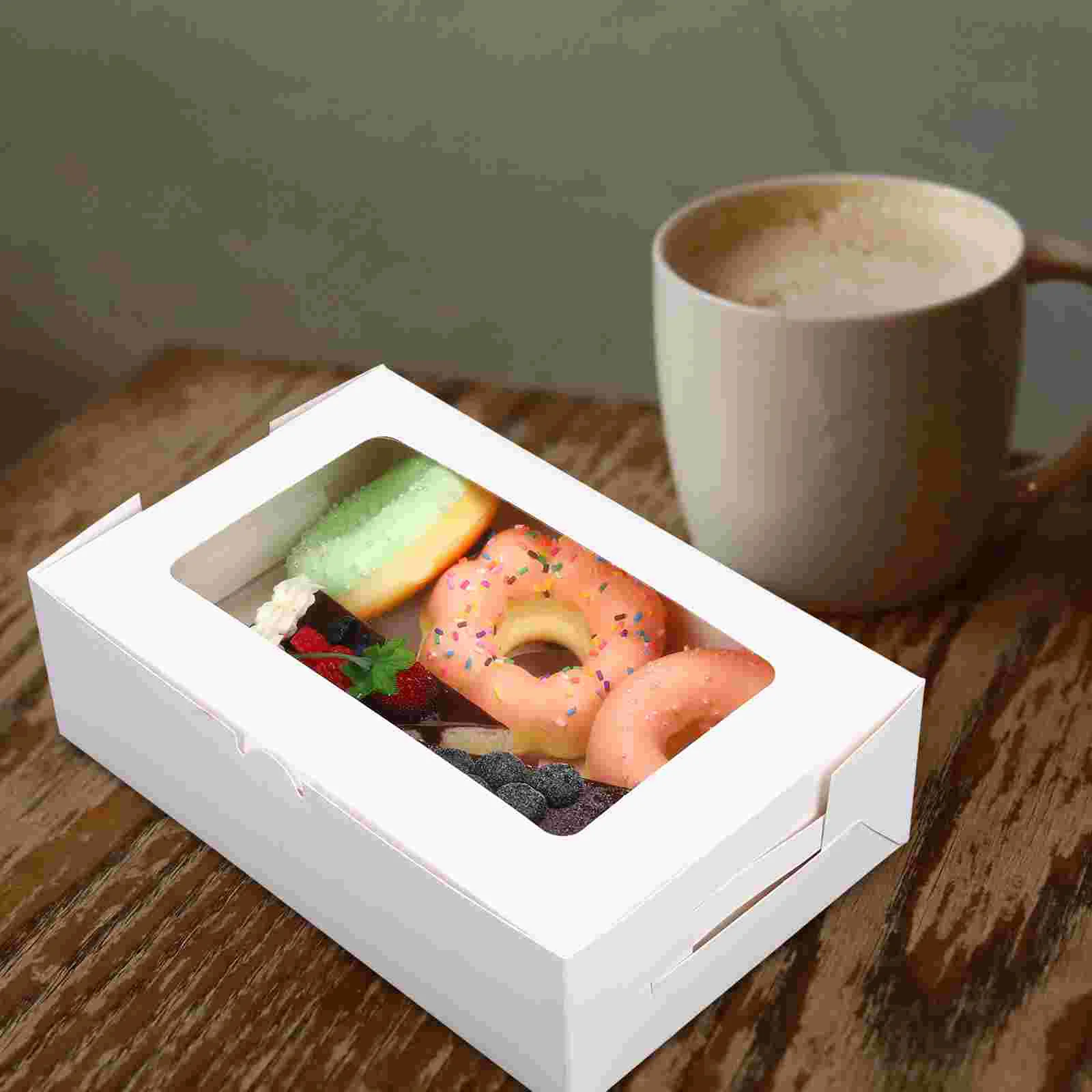 

10Pcs Multi-purpose Paper Portable Decorative Cookie Boxes Cupcake Holders Boxes Dessert Boxes Cake Boxes Bakery Carriers