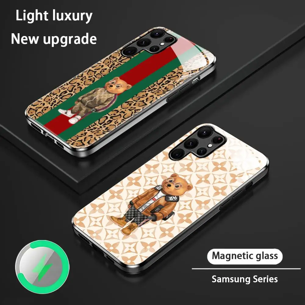 Модный чехол для телефона Bear F-FilouS Hot Art Samsung S25 S24 S23 S22 S21 S20 Plus Ultra Note20 стеклянный