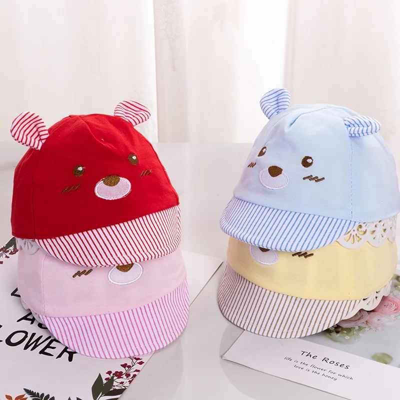 Детская шапка с мультяшным медведем летняя весенняя регулируемая женская