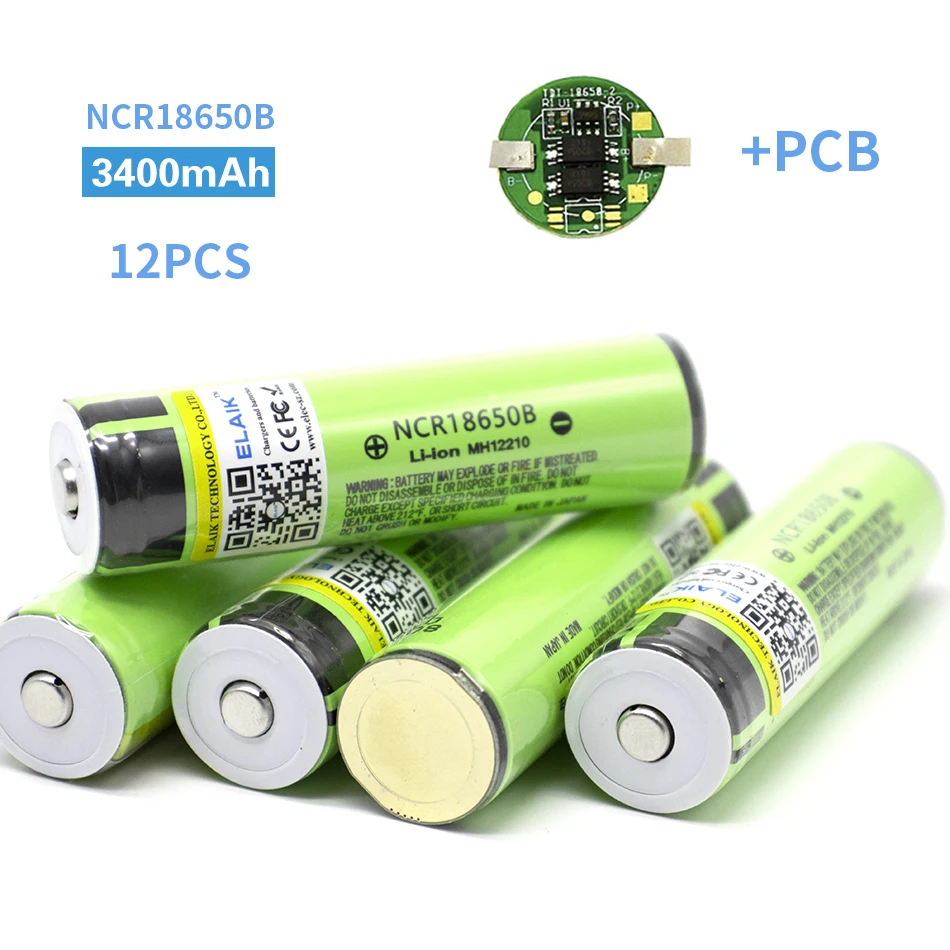 

Elaik 18650 3.7 V 3400mah NCR18650B For Rechargeable Lithium Battery Protection Board Suitable For Flashlight