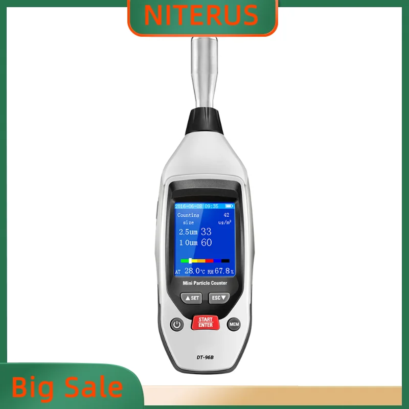 

DT-96B PM2.5, PM10 500ug/m3 Gas Particles with Bluetooth Mini Laser Air Particle Counter