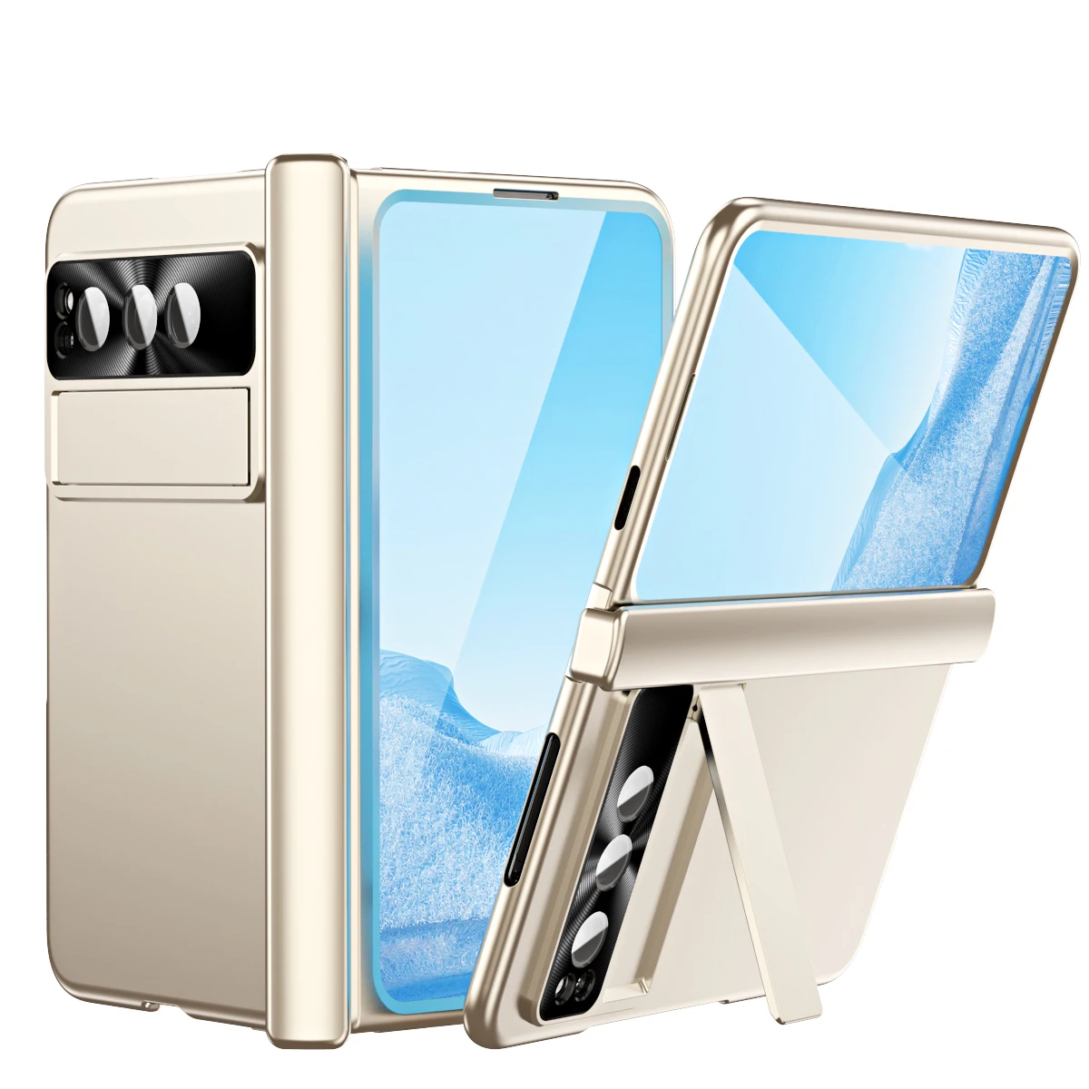 For Google Pixel Fold Case Magnetic Hinge Plating Shockproof 360 Full-Body Protector Kickstand Phone Cover For Pixel Fold Coque