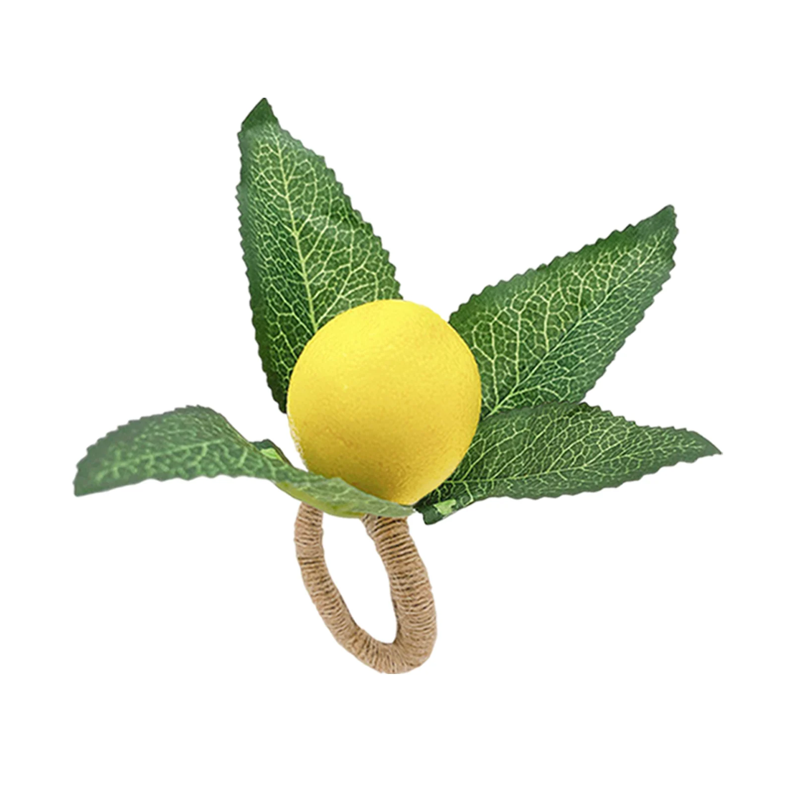 

Napkin Rings Yellow Faux Lemon With Vine Napkin Ring 6Pcs Simulation Lemon Plant Napkin Fruit Meal Buckle Hotel Model Room