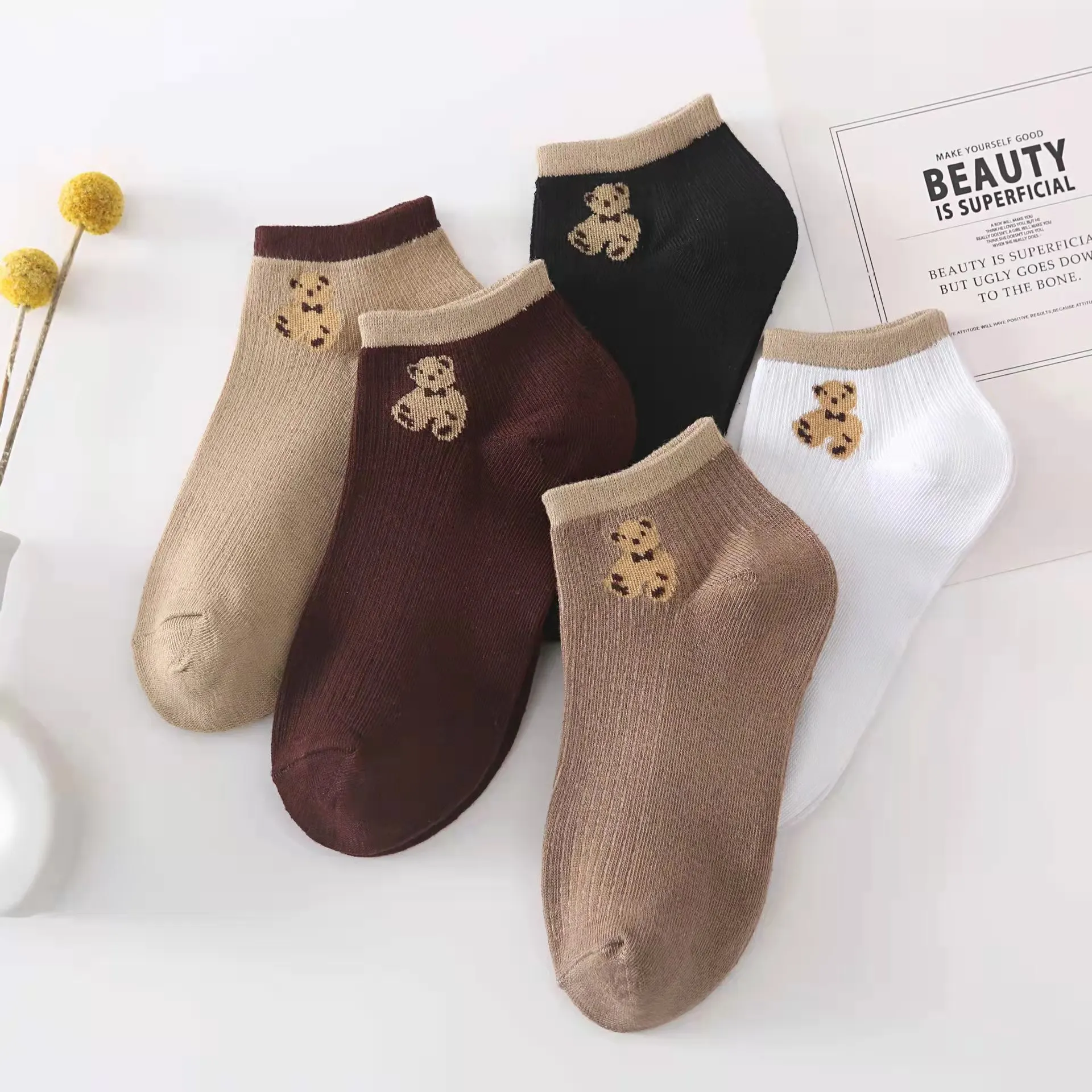Simple Funny Sports Women Low Socks Set 10 Pairs Cute Fashion New Spring Summer Cartoon Casual Solid Color Socks for Women