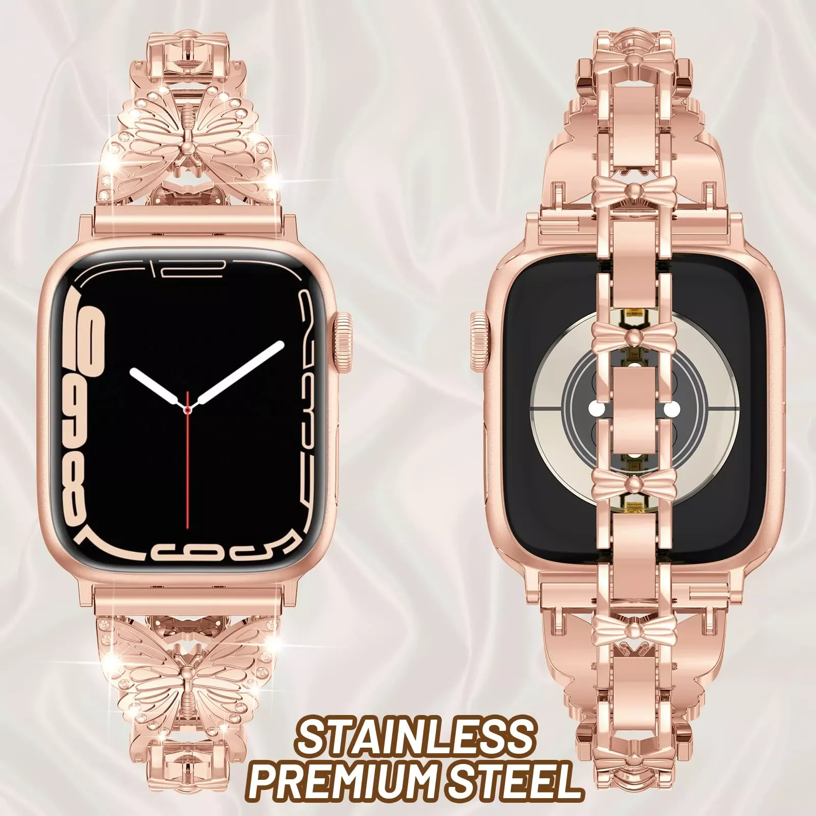 Diamond metal strap for apple watch band 7 6 se 5 4 3 2 Butterfly Bracelet 45mm 38mm 40mm 42mm 44mm for iwatch loop 41mm Jewelry