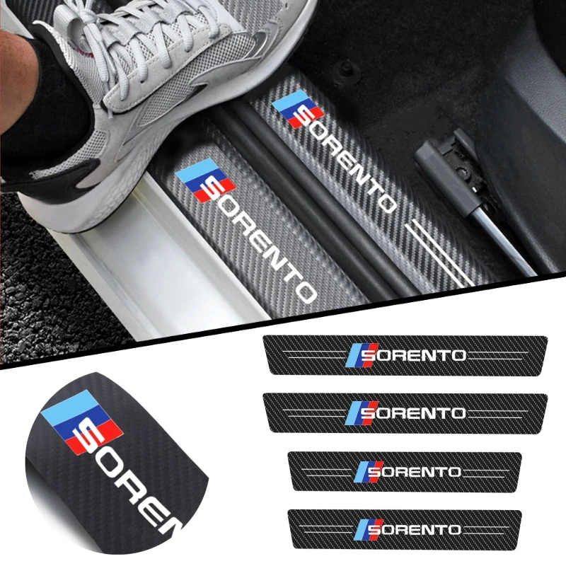 

4 шт. для KIA Sorento 2021 RIO 2 3 4 K5 K3 аксессуары брикет накладка из углеродного волокна защитная пленка для порога двери наклейки