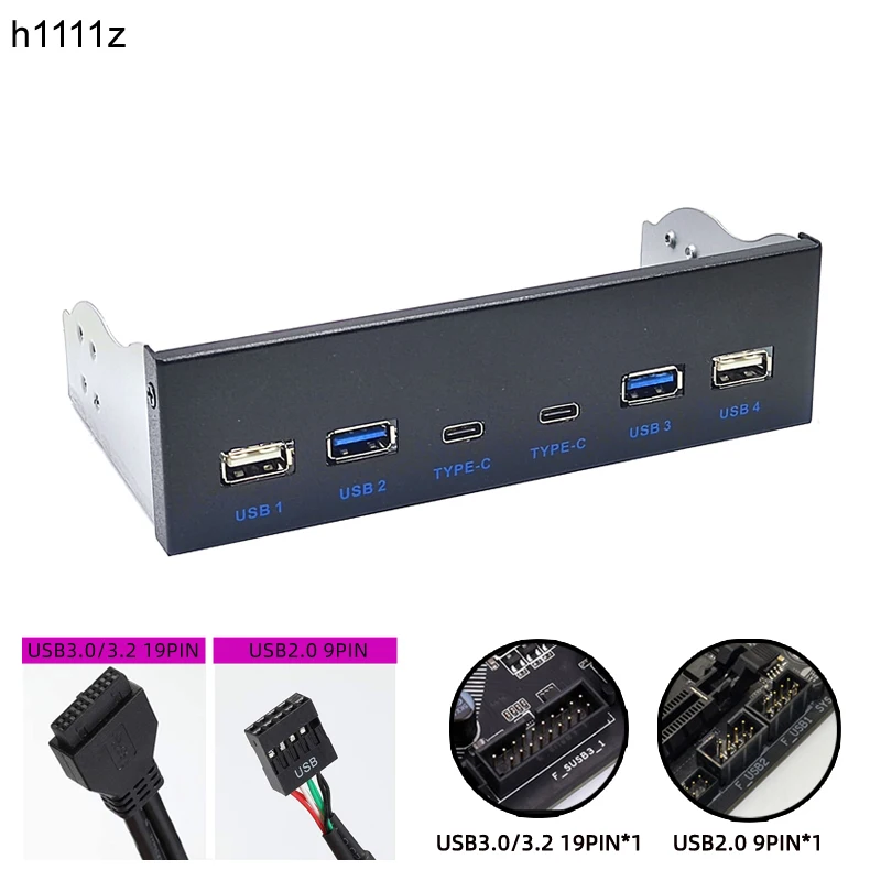 Передняя панель USB 3 0 для настольного компьютера 5 25 дюйма 2/ 19Pin USB2.0 9Pin До 2x Type C + USB3.0