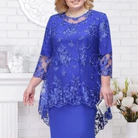 royal blue lace mother of the bride dresses 2021 with sleeves elegant two piece wedding evening dress vestido de fiesta de