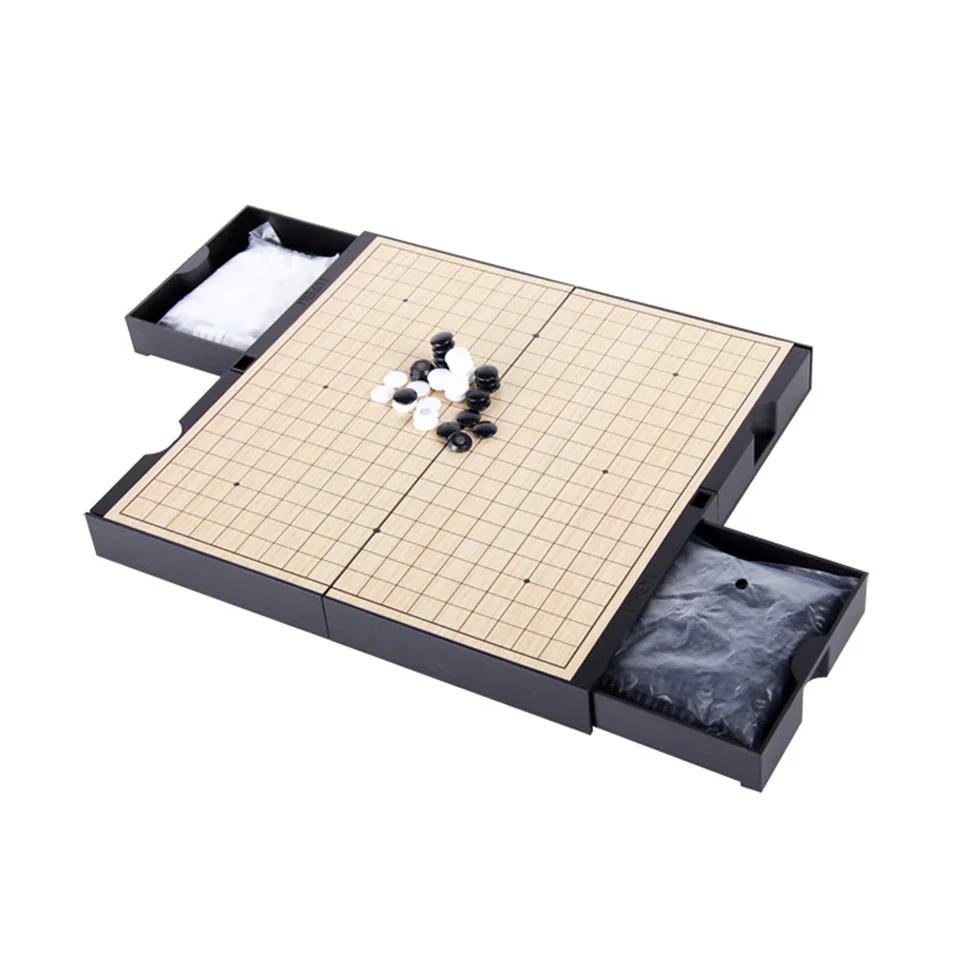 

2 in 1 Go Game and Chinese Chess Set 19 Road 361 Pcs/Set Old Game of Go Weiqi Magnetic Checkers Foldable Chessboard