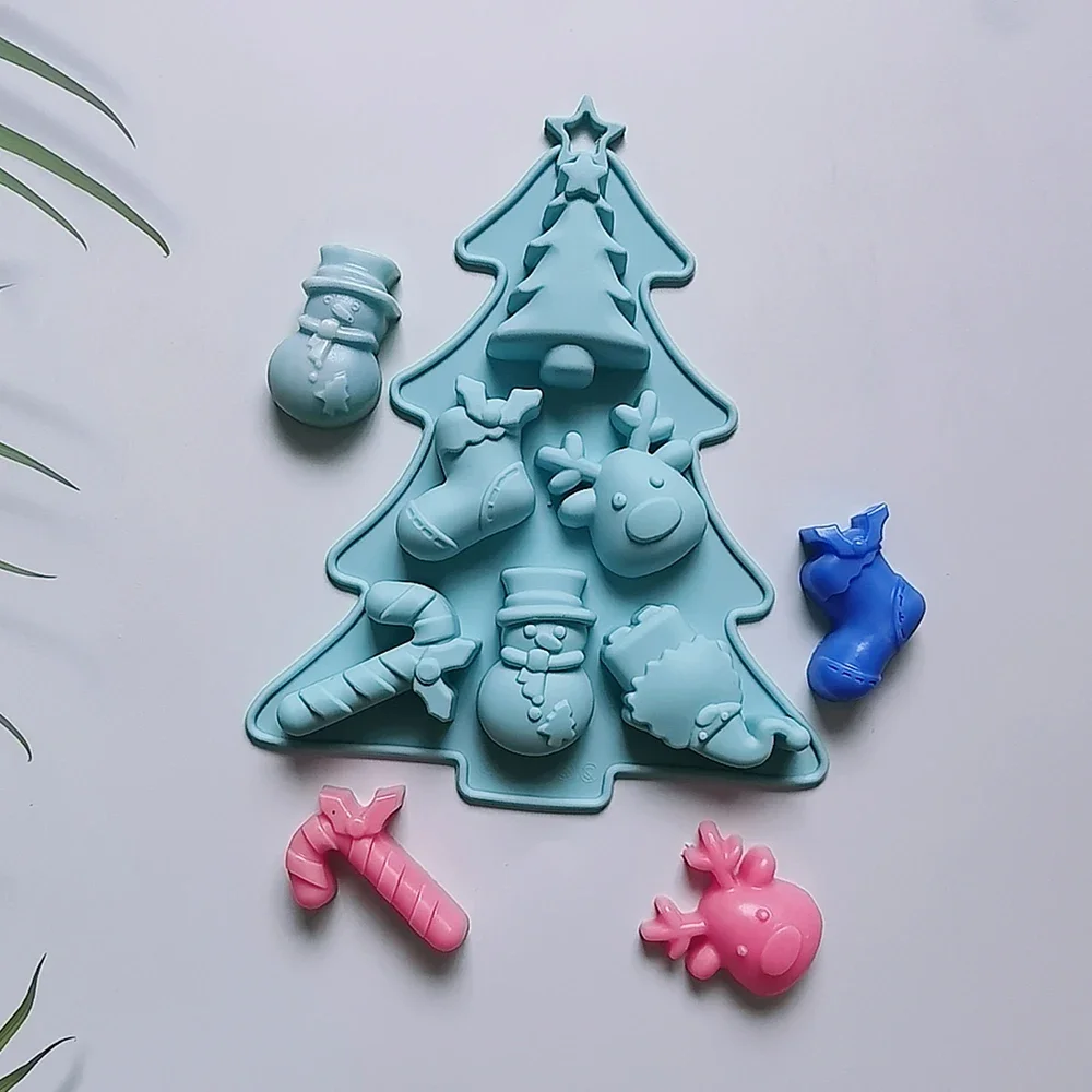 

Christmas Tree Elk Silicone Mousse Cake Baking Mold Santa Snowflake Chocolate Biscuit Ice Silicone Mold Soap Making Holiday Gift