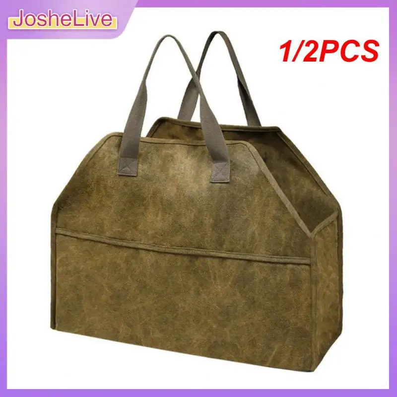 

1/2PCS Durable Firewood Carrier Bag Sturdy Carrying Wood Storage Bag Canvas Storage Bag Stand Up Log Carrier Tote Holder for