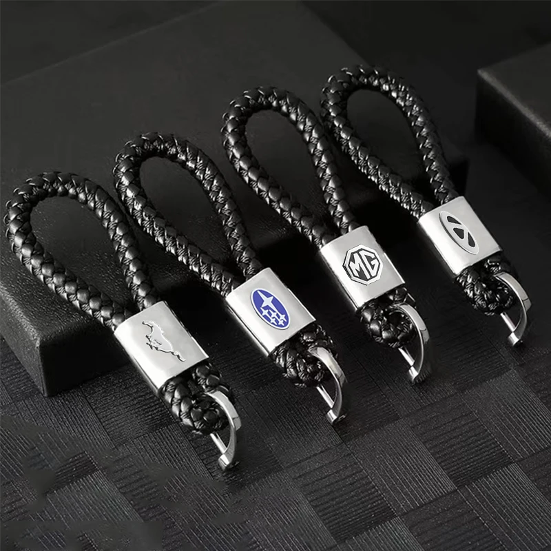 

PU Leather Car Key Ring Braided Rope Handmade Keychain For FIAT 500 Punto Uno Ducato Palio Tora Stilo Tipo Panda Bravo Croma 595