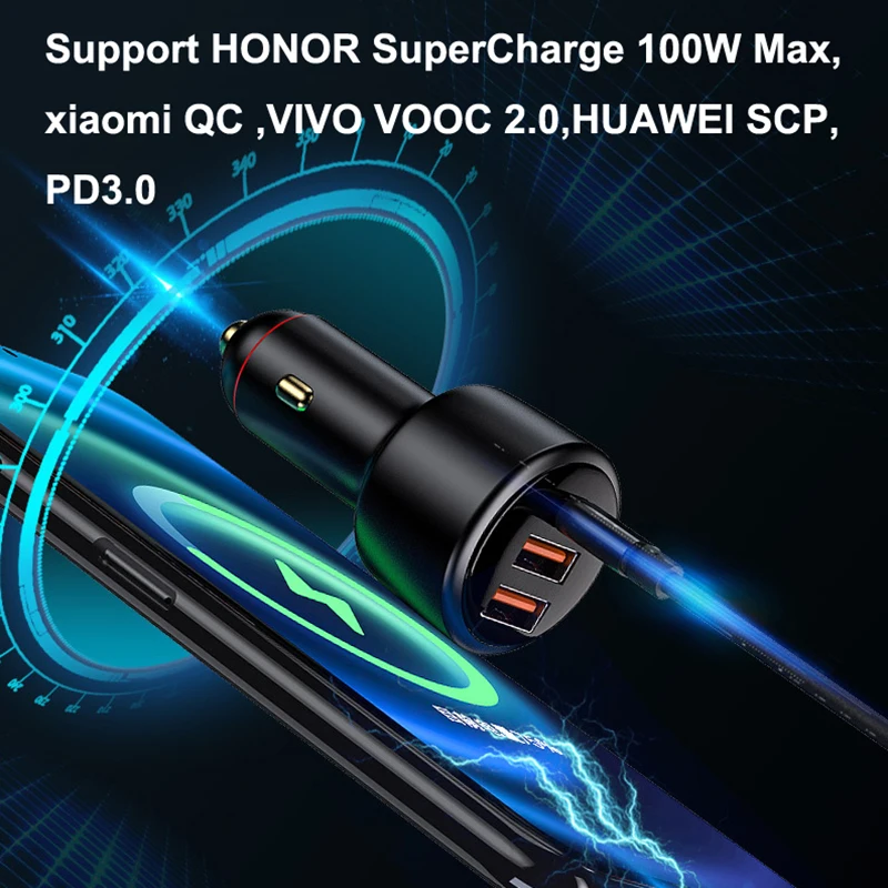 Автомобильное зарядное устройство URVNS 200 Вт USB PD 3 порта супербыстрая зарядка 100 65