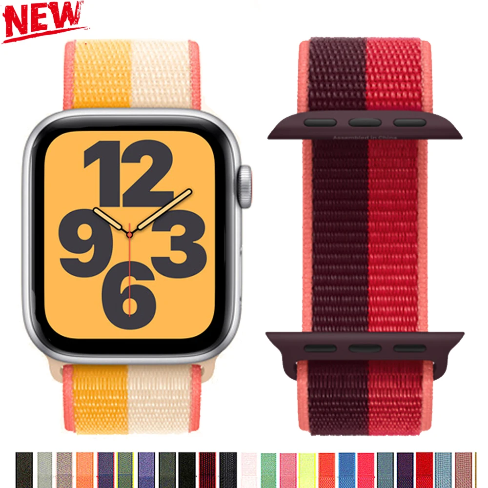 

Nylon Velcro Watch Band for Apple Watch 7 6 5 4 SE 45mm 44mm 40mm Adjustable Sports Watch Strap For iWatch Series 41mm 42mm 38mm