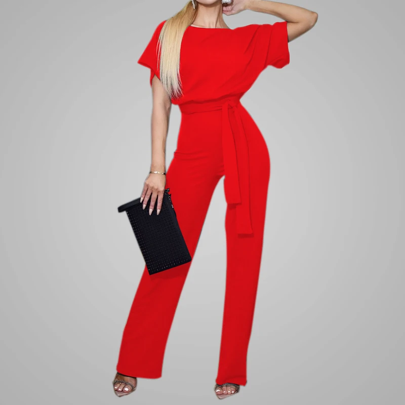 Women's High Waist Tunic oversized Overalls 2023 Elegant Jumpsuit Loose Short Sleeve Wide Leg Long Casual Female Streetwear Pop