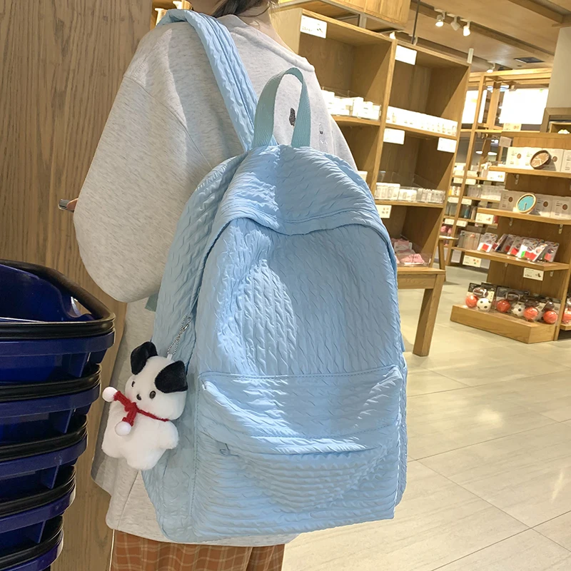 

Cute Nylon College Student Backpack Female Travel Kawaii Book Bag Solid Color Women Backpack Lady School Bag Harajuku Laptop Bag