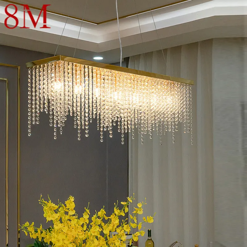 

8M Modern Crystal Luxury Pendant Lamp LED Ceiling Chandelier Creative Lighting Decor for Home Dining Room Bedroom Bar