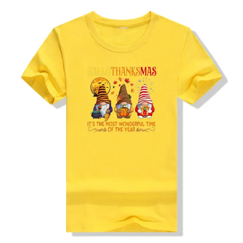 Happy Hallothanksmas милые гномы осень Хэллоуин женская футболка для девочек с рисунком Y2k